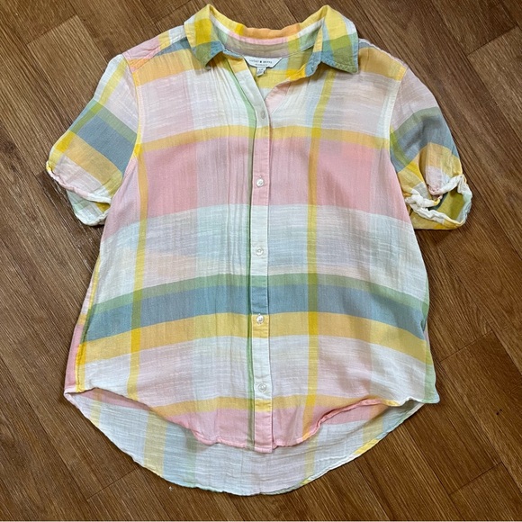Lucky Brand Tops - Lucky Brand Pastel Rainbow Plaid Button Down Top